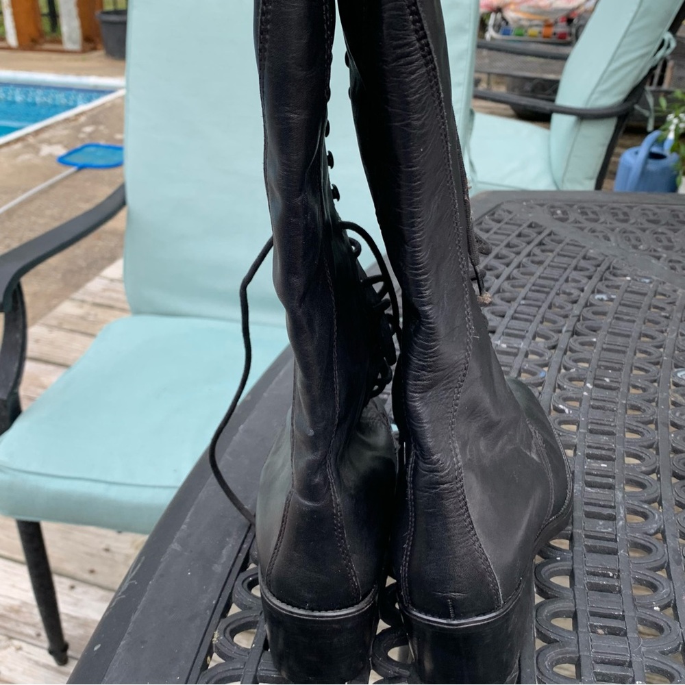 🆕 Vaccari Lace Up Tall Knee High Victorian Style Boots Women Size Euro 39 US 8.5 - Picture 6 of 9